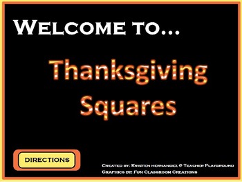 Preview of Thanksgiving Squares ActivInspire Game Template (Hollywood Squares)