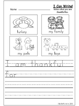 Preview of Free Thanksgiving Writing for Kindergarten