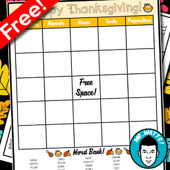 Preview of Free Thanksgving Parts of Speech Bingo!