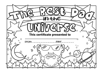 Preview of Free! ''The Best Dad in the Universe'' certificate, Father's Day.