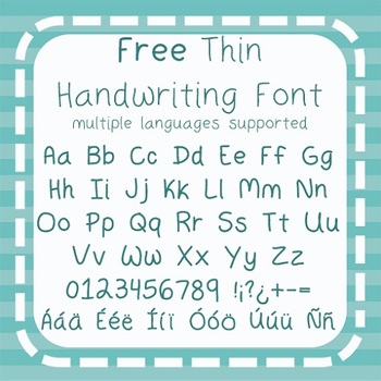 Preview of Free - Thin Handwriting Font - Commercial Use {Spanish, French, German, + more}