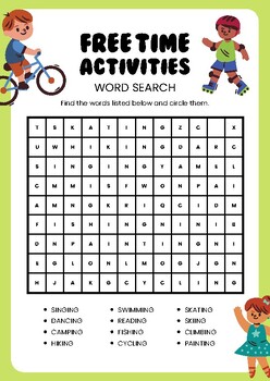 Free Time Activities Word Search 2 