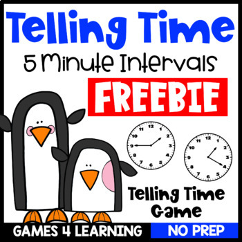 Preview of Free Telling Time to the Nearest 5 Minute Game - Printable in Color and B&W