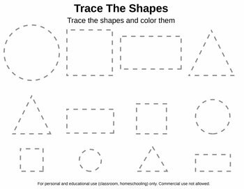 Preview of Free Tracing Shapes Worksheet - Personal and Educational Use