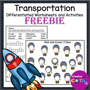 Preview of Free Occupational Therapy Transportation Math & Literacy Center Activities