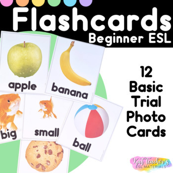 Preview of Editable Beginner ESL Flashcards Trial Vocabulary Photo Picture Cards ELL SPED