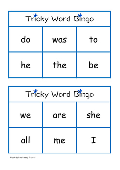 Free Tricky Word/Sight Word Bingo Game - Set 1 - Jolly Phonics by Mrs Mossy