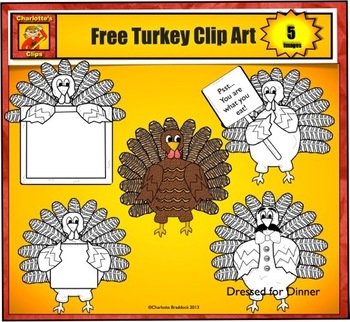 Preview of Free Turkey Clip art from Charlotte's Clips