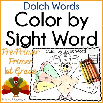 Preview of Dolch Word Color by Sight Word Turkeys