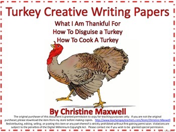 Preview of Free! Turkey Writing Paper for Thanksgiving-Three Grids and Ideas