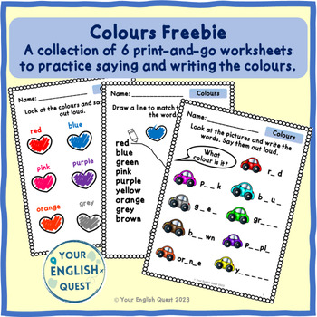 Preview of Colours freebie - 6 print-and-go worksheets