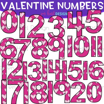 Preview of Free Valentine Numbers Clipart {0-20}