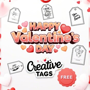 Preview of Free Valentine Printables - 9 B&W Tags Valentines Day Activities Craft