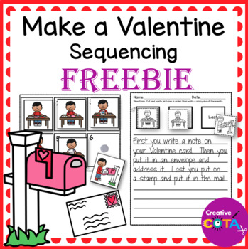 Preview of Free Valentine Sequencing Writing Center Activity and Worksheet
