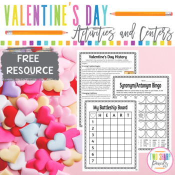 Preview of Free Valentine's Day Activities and Centers | History of Valentine's Day