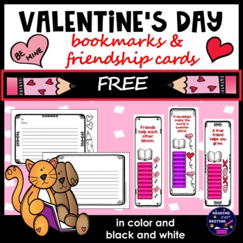 Preview of Free Valentine's Day Bookmarks and Friendship Cards Print & TpT Easel Digital