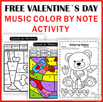 Preview of Free Valentine`s Day Color by Note Activities