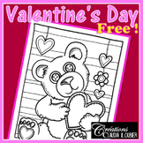 Free Valentine's Day Coloring: Teddy Bear