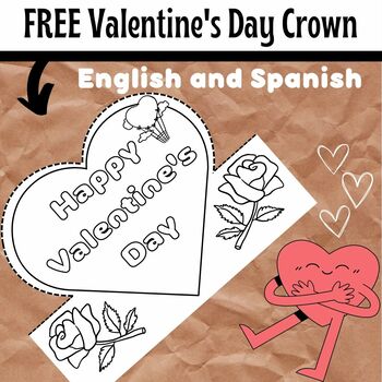 Preview of Free Valentine's Day Crown Craft - English / Spanish