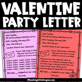 Preview of Free Valentine's Day Party Letter and Class List Editable Names