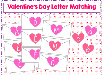Preview of Free Valentine's Day upper and lower case matching printable