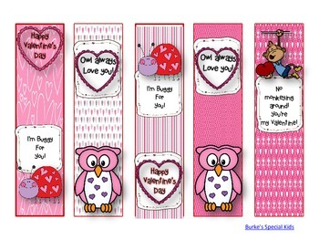 Free Valentine's Day Bookmarks by Burke's Special Kids | TpT
