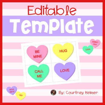Free Valentine's Day Editable Conversation Heart Flashcards by Courtney  Keimer