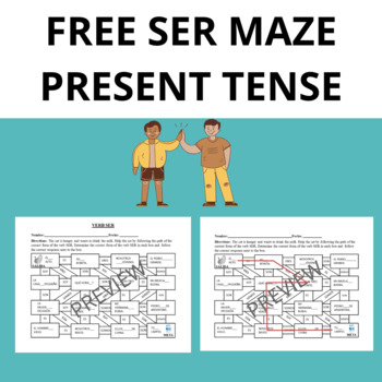 Preview of Free Verb Ser Maze Present Tense- Spanish Activity-Laberinto-Worksheets.