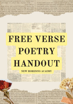 Preview of Free Verse Poem Fillable Handout for Easel, Google Slides, or PDF