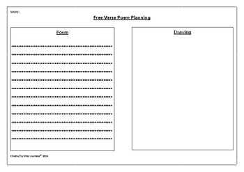 Free Verse Poem Planning And Drawing Template By Miss Veenasa Tpt