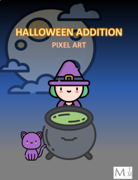 Preview of Free Version: Mystery Halloween Pixel Art, Math Activity, Addition Fun
