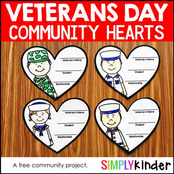 Preview of Free Veterans Day Hearts Community Project