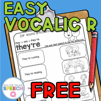 Preview of Free Vocalic R Phrases and Sentences Printables | Speech Therapy Coarticulation