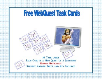 Preview of Free Webquest Task Cards Ancient Rome Mythology
