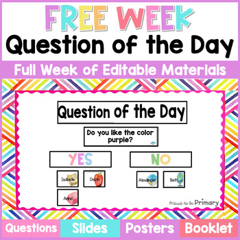 Preview of Free Week of Question of the Day - Morning Meeting Conversation Starters