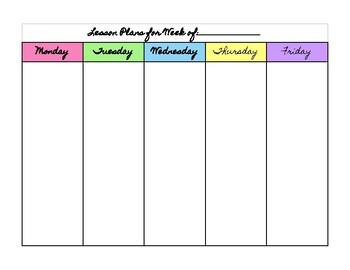 Free Weekly Lesson Plan Template By Ms Middle Ground 