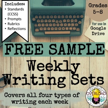 Preview of Free Weekly Writing Set Sample: Writing Prompts over the 4 types of writing