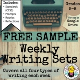Free Weekly Writing Set Sample: Writing Prompts over the 4