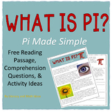 Free:  What Is Pi?  Pi Made Simple-Comprehension & Pi Day Ideas