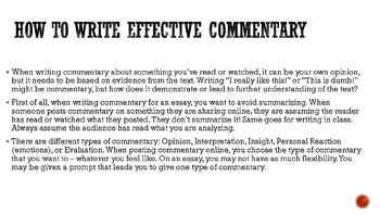 how to write a commentary