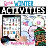 Free Winter Activities: Digital & Printable No Prep Worksheets, Vocabulary Cards