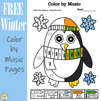 Preview of Free Winter Music Coloring Pages | Color by Note