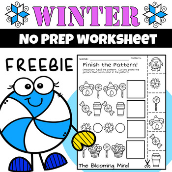 Preview of Free Winter No Prep Math Patterns Worksheet