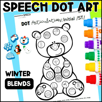 Preview of Winter Speech Therapy Dot Art: Consonant Cluster Reduction (L, R, S Blends)