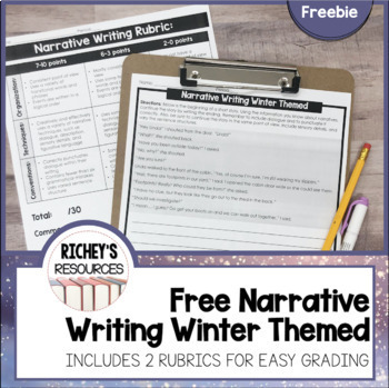 Preview of Free Winter Themed Narrative Writing Practice Digital and Print