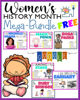 Preview of Free Women's History Month Bundle 1 - Spring Reading Comprehension Task Cards