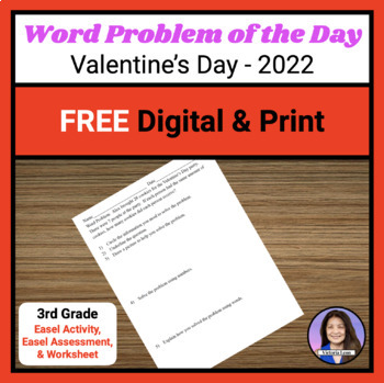 Preview of Free Word Problem of the Day - Valentine's Day 2022