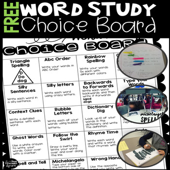 Preview of Free Word Study Spelling Choice Board