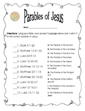 Free Bible Worksheet: Matching Parables of Jesus