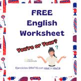 Free Worksheet: Your & You're | English A1 - A2 levels | B